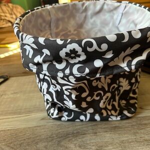 Thirty-One Black and White Floral Fabric Bin